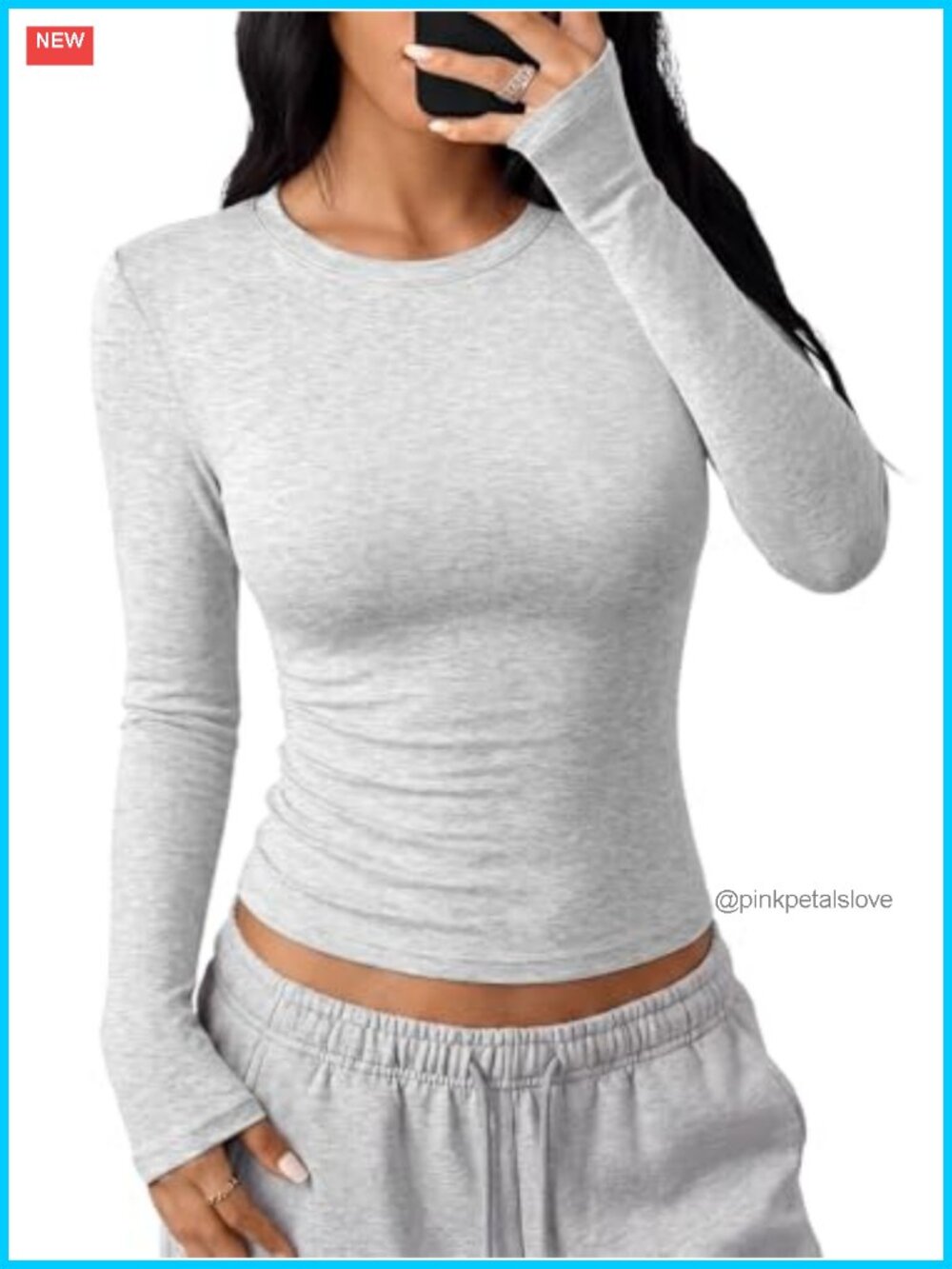 Long Sleeve Fitted Crew Neck T-Shirt Cotton Spandex Slim Fit Basic Tee
